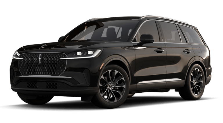 2026 Lincoln Aviator Reserve in Infinite Black Metallic Clearcoat — front three-quarter view