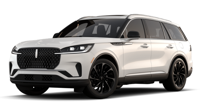 2026 Lincoln Aviator Reserve in Pristine White Metallic Tri-Coat — front three-quarter view