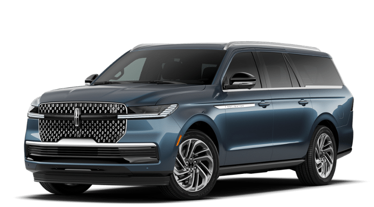 2027 Lincoln Navigator Reserve L in Nocturnal Blue Metallic Clearcoat — front three-quarter view