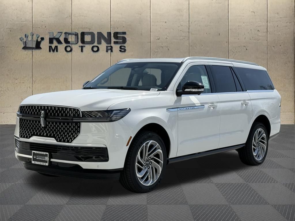 2026 Lincoln Navigator L Reserve in Pristine White Metallic Tri-Coat — front three-quarter view